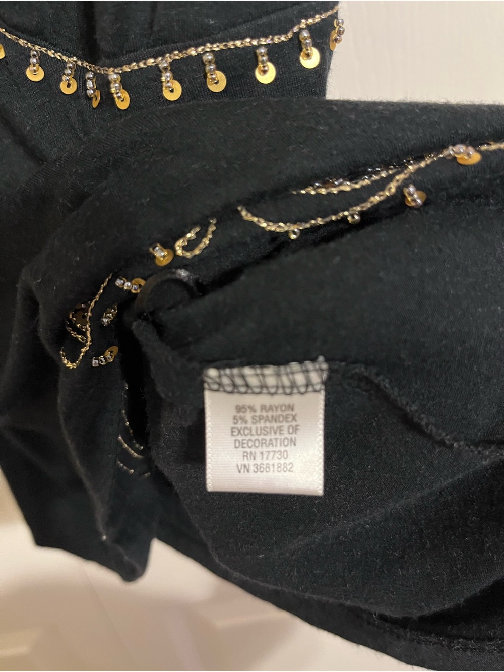 Black Tank with Gold Sequin Detailing - Picture 7 of 8